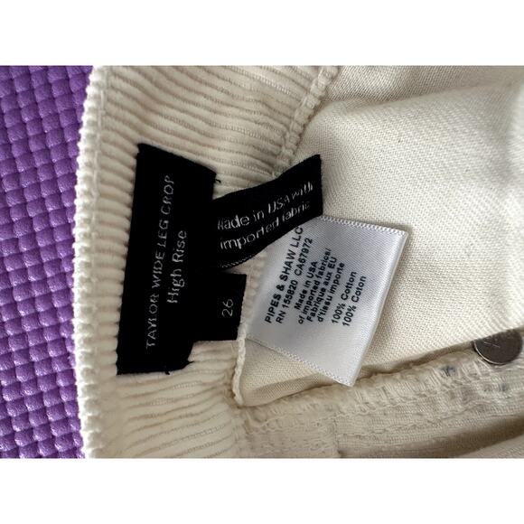 $278 Veronica Beard High Rise Taylor Corduroy Cropped Wide-Leg Cream Pant Sz 26 - Picture 10 of 12